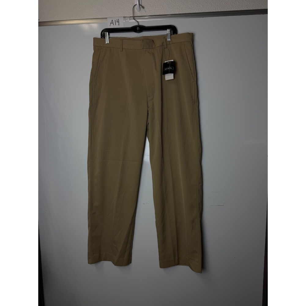 Reunion Mens Tan Dress Pants Flat Front Trousers R165230 36W x 32L NWT